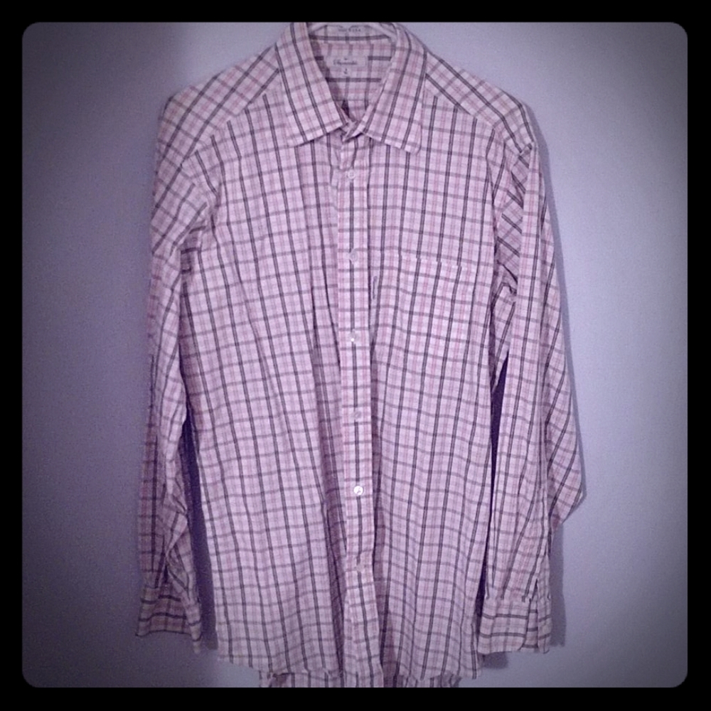 Faconnable Pink, Brown, and White Patterned Shirt